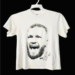 Connor McGregor UFC Megaprint Face Signature Logo White T-Shirt Y2K '00s Size M